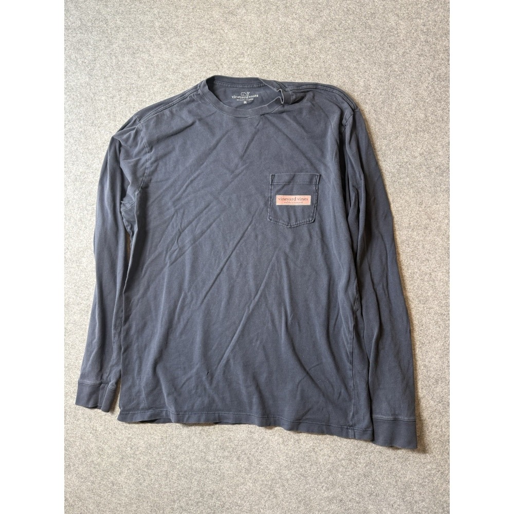 Vineyard Vines Mens M Long Sleeve Pocket T Shirt Navy Martha's Vineyard Whale